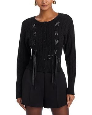 Steve Madden Saidee Cable Ribbon Ties Cardigan - Black
