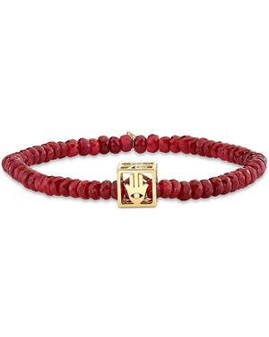 Sydney Evan 14K Diamond & Ruby Bead Open Box Rondelle Bracelet - Red