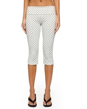Edikted Eloisa Polka Dot Foldover Capri Pants - Multicolor