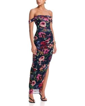 Aqua Floral Mesh Corset Dress - Blue