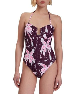 Ted Baker Tuulaa Printed U Bar One Piece Swimsuit - Purple