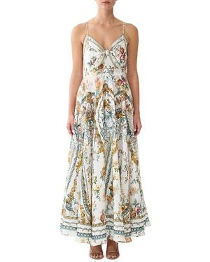 CAMILLA Linen Tie Front Maxi Dress - White
