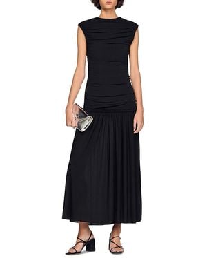 Sandro Azalea Draped Maxi Dress - Black