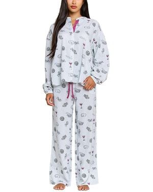 Honeydew Intimates Good Life Long Sleeve Shirt & Pants Pajama Set - White