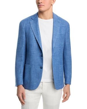 Vince Wool, Silk & Linen Textured Solid Unstructured Slim Fit Sport Coat - Blue