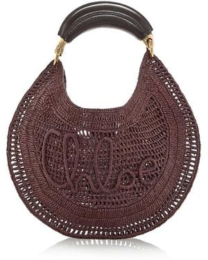 Chloé Summer Banana Raffia Hobo Bag - Brown