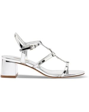 Larroude Hana Block Heel Sandals - White