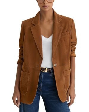 Reiss Cass Suede Blazer - Brown