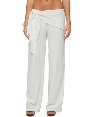 Edikted Suki Sarong Belt Linen Look Pants - White