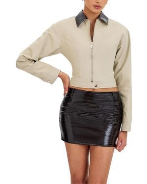 Miss Circle Vinette Cotton Gabardine Cropped Front Zip Jacket - Black