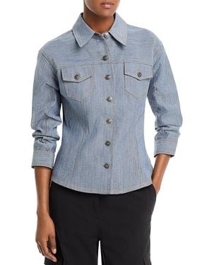 Cinq À Sept Scrunched Sleeve Denim Jacket - Blue