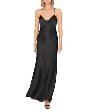 MILLY Addie Hammered Satin Slip Dress - Black