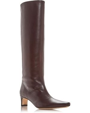 STAUD Wally Mid Heel Knee High Boots - Brown