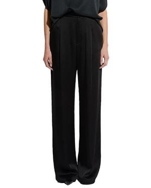LAPOINTE Satin Relaxed Pleated Pant - Black
