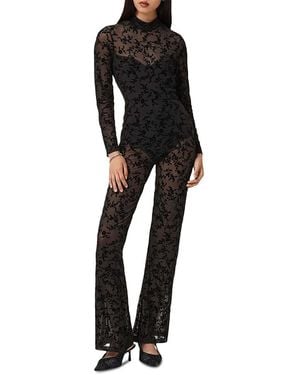 AllSaints Rylee Flocked Lace Catsuit - Black
