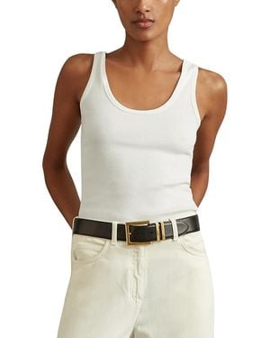 Reiss Scoop Neck Rib Vest - White