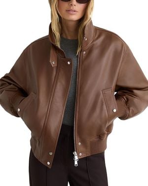 Reiss Petites Cara Leather Jacket - Brown