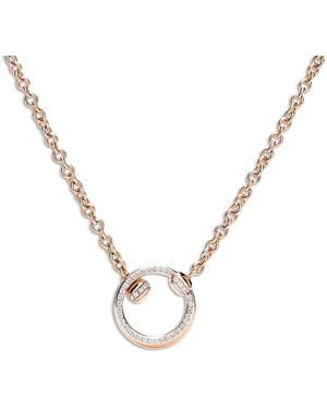 Pomellato 18K Rose Together Diamond Pave Double Circle Pendant Necklace, 0.20 Tcw - Metallic