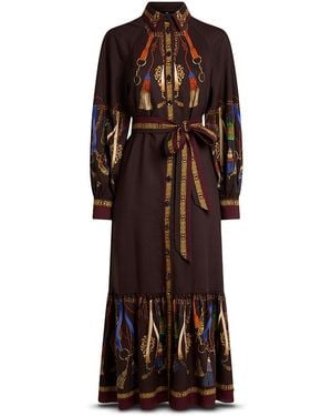 Etro Wool & Silk Shirt Dress - Brown