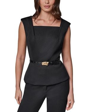 Donna Karan Sleeveless Peplum Top - Black