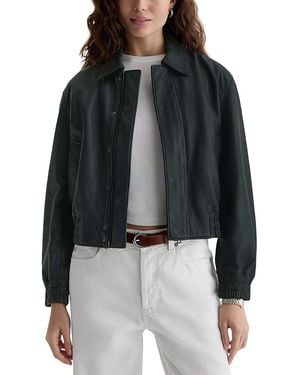 AG Jeans Lincoln Leather Bomber Jacket - Black