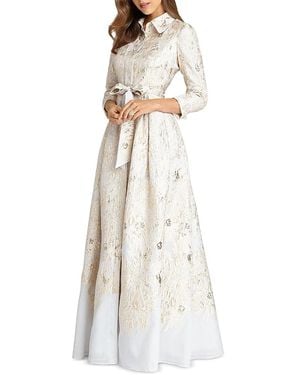 Teri Jon Metallic Shirtwaist Gown