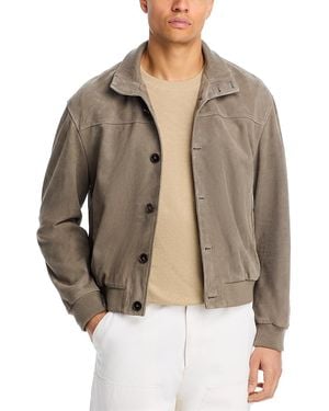 FRAME Rib Collar Suede Jacket - Brown