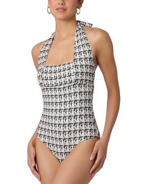 Shoshanna Retro Halter One Piece Swimsuit - White