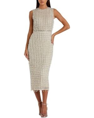 mac duggal white pearl beaded square neck mini dress Mac Duggal Imitation Pearl-Embellished Beaded Minidress