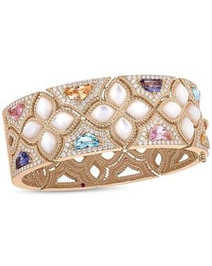 Roberto Coin 18K Venetian Princess Carnival Mother Of Pearl, Multi Gemstone, & Diamond Bangle Bracelet - White