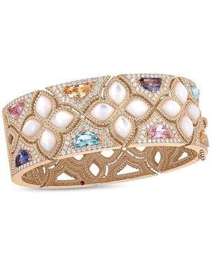 Roberto Coin 18K Venetian Princess Carnival Mother Of Pearl, Multi Gemstone, & Diamond Bangle Bracelet - White