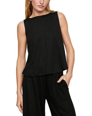 Eberjey Linen Cropped Tank Top - Black