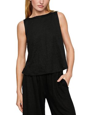 Eberjey Linen Cropped Tank Top - Black