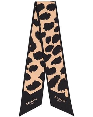 Balmain Leopard Print Silk Bandana - White