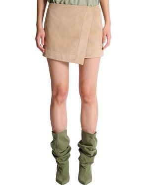 Balmain Suede Wrap Skirt - Natural