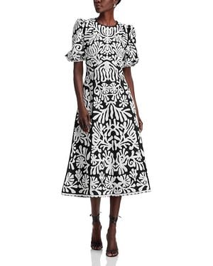 Sea Agathe Appliqued Puff Sleeve Dress - White