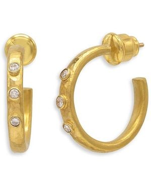 Gurhan 18K, 22K, & 24K Hoopla Diamond Hoop Earrings, 0.16 Tcw - Metallic