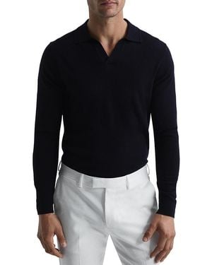 Reiss Milburn Long Sleeved Open Collar Sweater - Blue