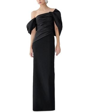 Carolina Herrera Off-The-Shoulder Draped Silk Gown - Black