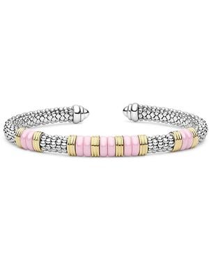 Lagos Sterling & 18K Caviar Cuff Bracelet - White
