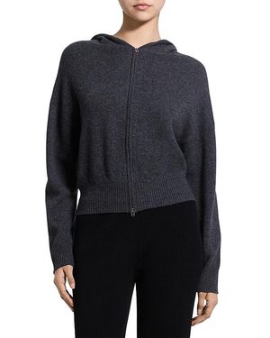 Theory Cashmere Zip Up Hooded Sweater - Blue