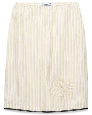 Prada Striped Skirt With Applique - Natural