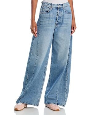 Mother The Pipe Dream Button Sneak High Rise Jeans - Blue