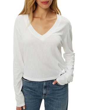Michael Stars Brea Cropped V-Neck Tee - Gray