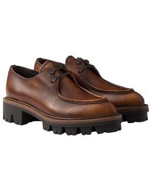 Prada Leather Lace-Up Shoes - Brown