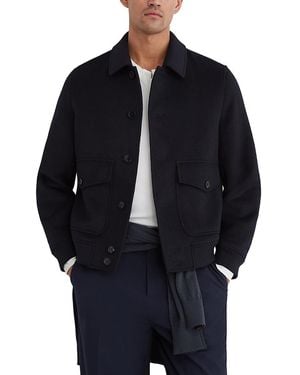 Reiss Deluca Chocolate Point Collar Button Jacket - Blue
