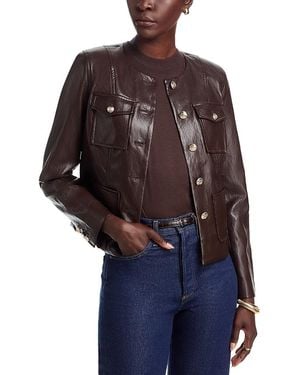 Tahari Collarless Faux Leather Jacket - Multicolor