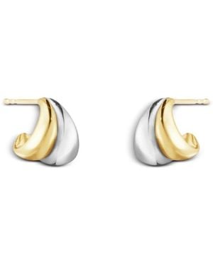 Georg Jensen 18K & Sterling Curve Huggie Hoop Earrings - Metallic