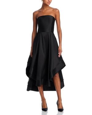 Aqua Mikado Strapless Midi Gown - Black