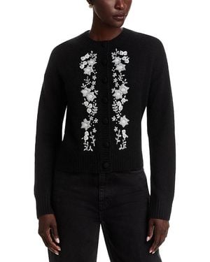 C by Bloomingdale's Cashmere Embroidered Floral Cashmere Cardigan Sweater, Exclusive - Blue
